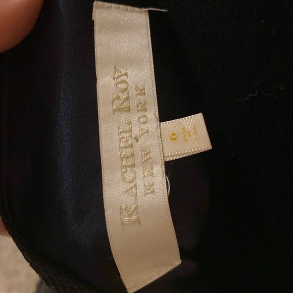 RACHEL Rachel Roy Black A-Line Maxi silk Skirt with White Embellishments size 6 - Picture 4 of 4